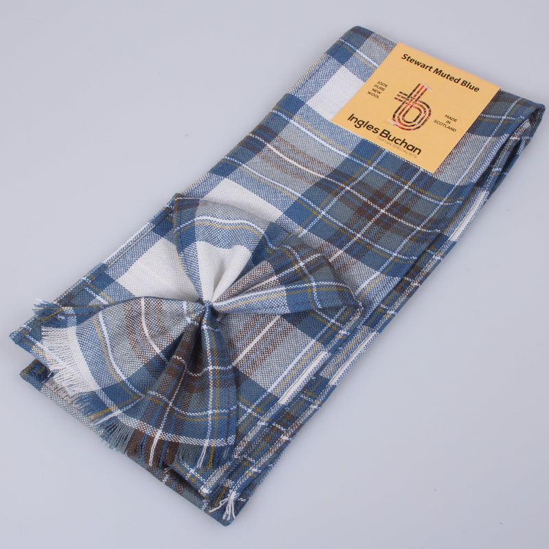 Wool Mini Sash in Stewart Muted Blue Tartan