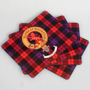 Brown Clan Crest and Tartan Place Mats - Set of Four, featuring a stylish design showcasing Scottish heritage and a glossy finish perfect for any dining table.