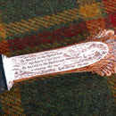 Irvine Clan Crest Stag Horn Sgian Dubh displayed in stylish leather sheath, perfect for collectors.