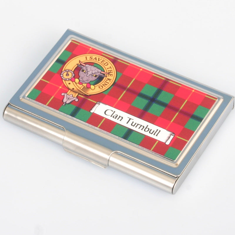 Turnbull Clan Crest and Tartan Business Card Case