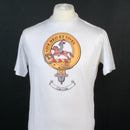 Craig Clan Crest White T Shirt in Medium size, showcasing the printed clan crest design, perfect for fans of Scottish heritage and style.