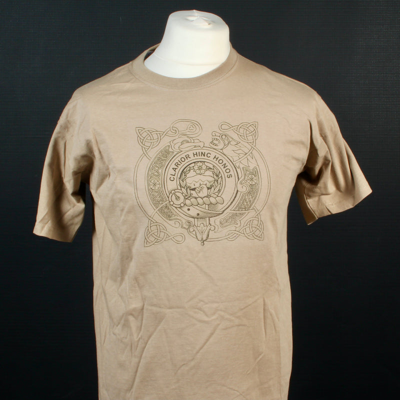 Buchanan Clan Crest Celtic Design T Shirt  - Size Med to Clear