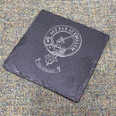 Clan Crest Slate Coaster featuring a beautifully engraved clan crest, perfect for showcasing your heritage and adding style to your home decor.