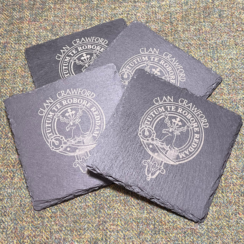 Crawford Clan Crest Slate Coaster 4 Pack