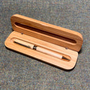 Close-up view of the Clan Crest Wooden Pen Case With Matching Pen highlighting its smooth finish and personalized engraving.
