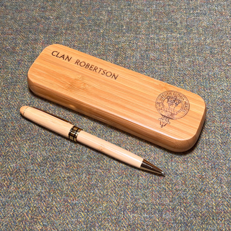 Clan Crest Wooden Pen Case With Matching Pen