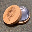 Clan Crest Bamboo Tin with a laser-engraved clan crest on the lid, showcasing elegant design and durable bamboo construction, perfect for storing trinkets and keepsakes.