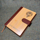 Clan Crest Luxury Bamboo Covered Notebook with engraved clan crest showcasing craftsmanship and style