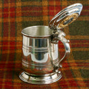 Pewter Tankard With Gold Trim featuring a customizable clan crest and elegant gold plating celebrating Scottish heritage.