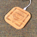 Clan Crest Bamboo Wireless Phone Charger showcasing eco-friendly design with personalized clan crest, perfect for stylish and convenient charging.