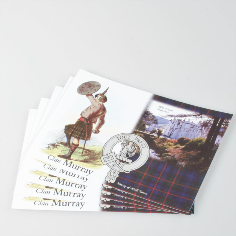 Murray Clan Crest and Tartan Postcard 5 pack (to clear)