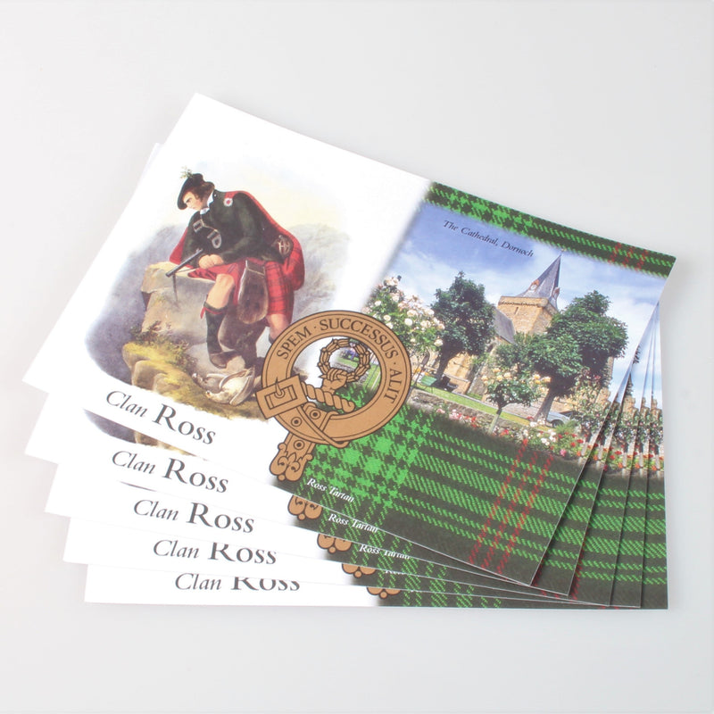 Ross Clan Crest and Tartan Postcard 5 pack (to clear)