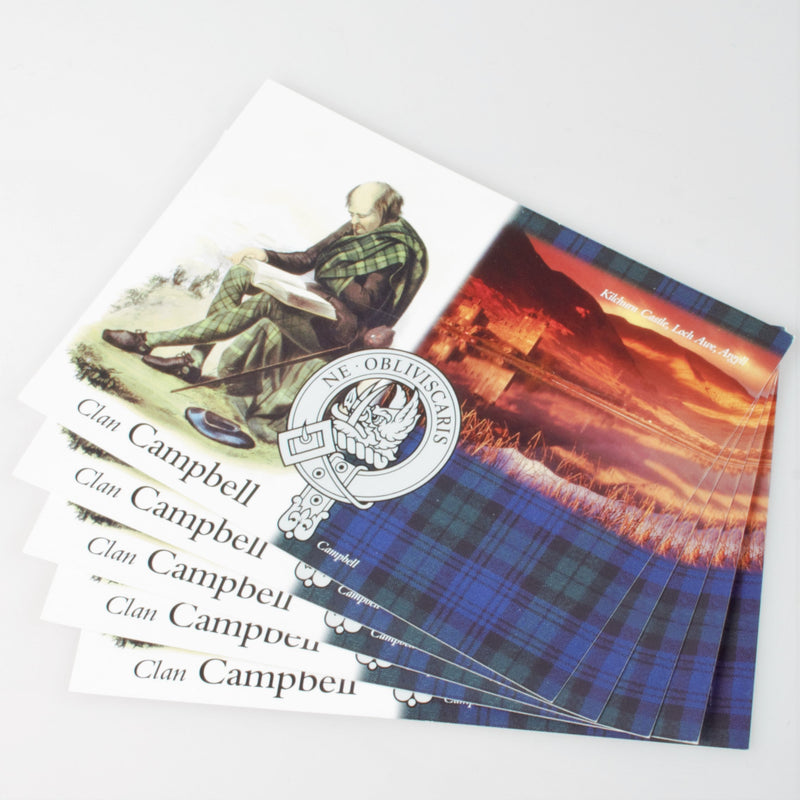Campbell Clan Crest and Tartan Postcard 5 pack (to clear)