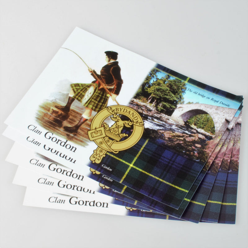 Gordon Clan Crest and Tartan Postcard 5 pack (to clear)