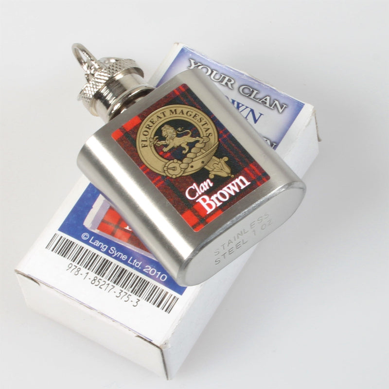 Brown Clan Crest Nip Flask (to clear)