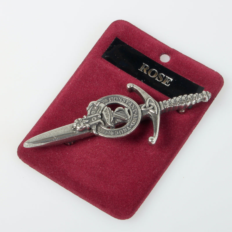 Clan Crest Pewter Kilt Pin with Rose Crest