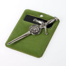 Clan Crest Pewter Kilt Pin with Kerr Crest showcased with intricate design, featuring an antique palladium finish, ideal for showcasing Scottish heritage.