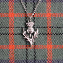 Scottish Thistle Pendant showcasing intricate thistle design, handcrafted from premium pewter, a stunning piece of jewelry that symbolizes Scotland's cultural heritage.