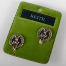 Stylish Keith Clan Crest Pewter Cufflinks showcasing intricate design and vintage antique palladium finish, ideal accessory for personal style and heritage.