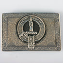 MacKay Pewter Clan Crest Buckle for Kilt Belts showcasing intricate clan crest design, perfect accessory for Scottish heritage enthusiasts.