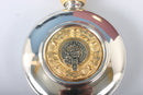 Close-up of the Duncan Clan Crest Pewter Sporran Flask highlighting its premium pewter craftsmanship and personalized clan crest options.