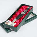 Lion Rampant Crest Sgian Dubh showcasing a beautifully crafted handle resembling stag horn and a high-quality pewter clan crest, perfect for celebrating Scottish heritage.