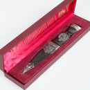 Hepburn Clan Crest Sgian Dubh displayed in a beautifully presented box, perfect for gifts and showcasing Scottish heritage.