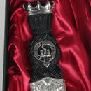 MacDonald of Clanranald Clan Crest Stone Top Thistle Design Sgian Dubh