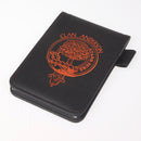 Clan Crest Engraved Leather Small Notebook showcasing intricate laser engraving on the cover, perfect for jotting down thoughts and ideas.
