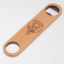 Clan Crest Engraved Wooden Bottle Opener showcasing personalized engraving, perfect for gatherings or as a thoughtful gift.