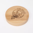 Clan Crest Engraved Wooden Pocket Mirror showing intricate laser-engraved design for Scottish heritage.