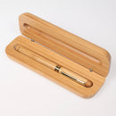 Close-up of the Clan Crest Engraved Fountain Pen Case with Pen highlighting its high-quality bamboo material and smooth writing experience.