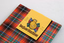Wool Tartan Pocket Square in Inness Red Ancient Tartan by Ingles Buchan, crafted from 100% pure new wool, showcasing a stylish tartan pattern perfect for elevating any formal outfit.