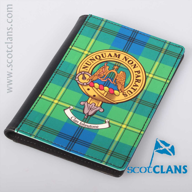 Passport Cover With Clan Johnstone Tartan And Crest