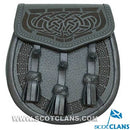 Laser Etched Leather Daywear Sporran - Celtic featuring elegant laser-etched patterns and spacious interior, perfect for casual and Highland events.