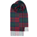 Close-up view of Bowhill Standard Tartan Lambswool Scarf displaying the soft texture and intricate tartan patterns, ideal for chilly days.