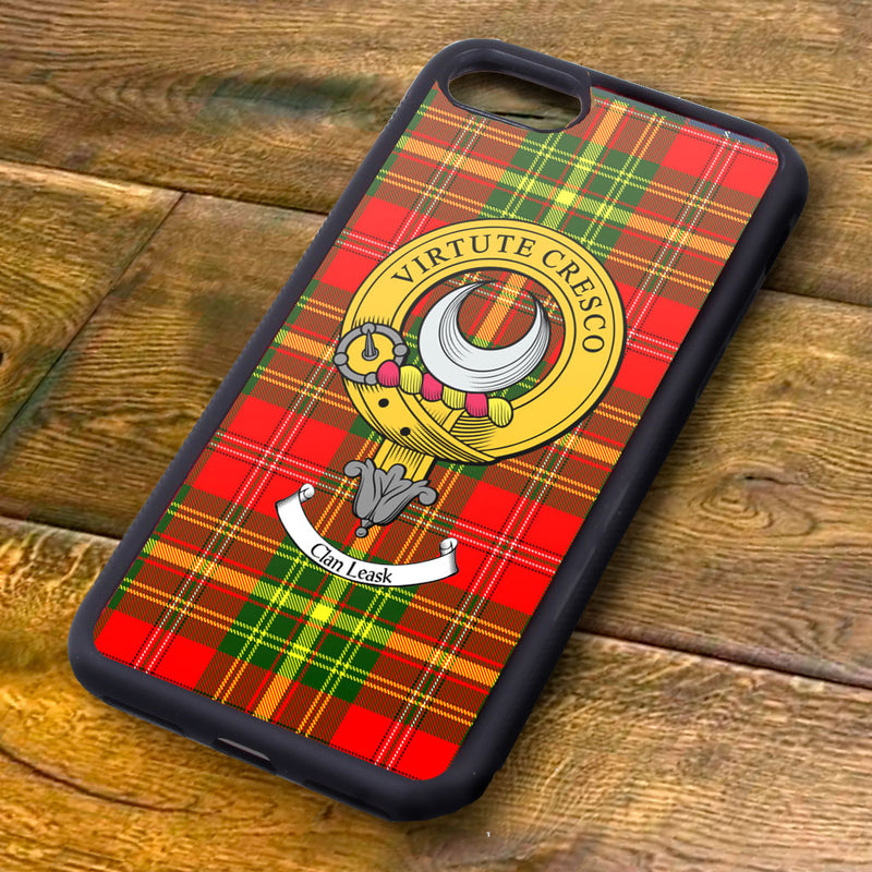 Leask Tartan and Clan Crest iPhone Rubber Case