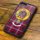 Little Tartan and Clan Crest iPhone Rubber Case showcasing Scottish heritage with a durable aluminum back, designed for iPhone models 5 and newer.
