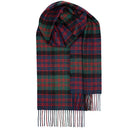 Bowhill Standard Tartan Lambswool Scarf in vibrant blue and green tartan pattern, perfect for adding a touch of Scottish heritage to your winter wardrobe.