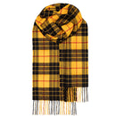 Close-up of the Bowhill Standard Tartan Lambswool Scarf, featuring intricate tartan details and a super soft texture for ultimate coziness.