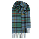 Bowhill Standard Tartan Lambswool Scarf draped elegantly over a winter coat, highlighting its timeless tartan design.