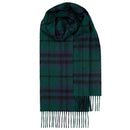 Close-up view of Bowhill Standard Tartan Lambswool Scarf showcasing intricate tartan patterns and luxurious softness.