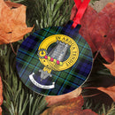 MacCallum Clan Crest and Tartan Metal Christmas Ornament showcasing unique clan designs, available in 6 styles.