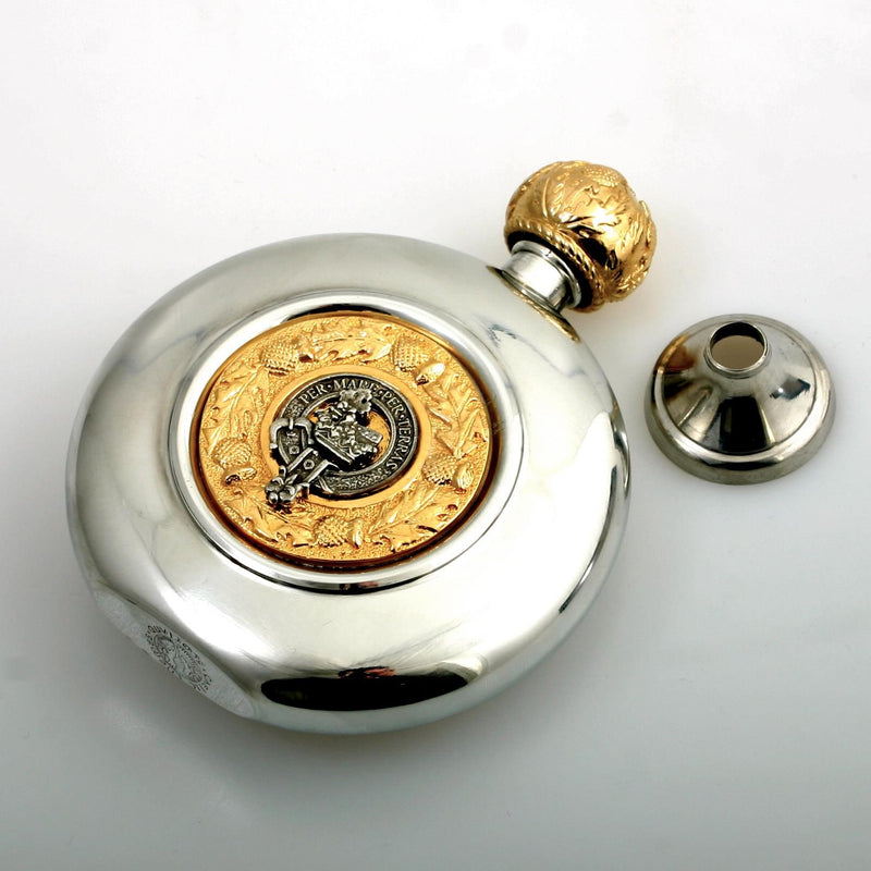 MacDonald Clan Crest Pewter Sporran Flask