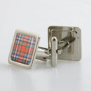 MacFarlane Ancient Tartan Cufflinks in metallic finish, customizable shape, perfect for adding a touch of Scottish heritage to your style.