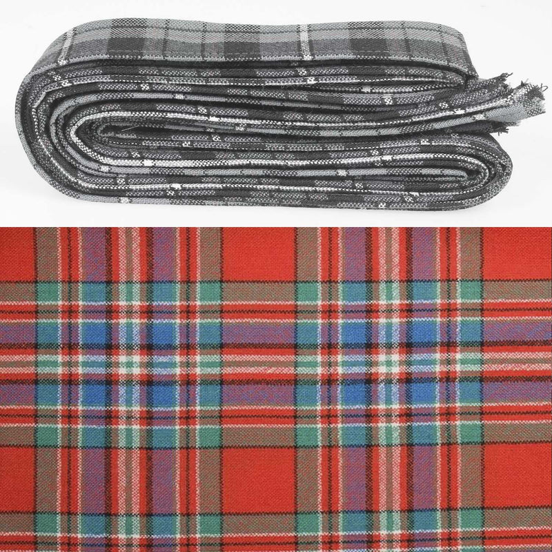 Wool Strip Ribbon in MacFarlane Red Ancient Tartan - 5 Strips, Choose Your Width