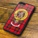 MacGillivray Tartan and Clan Crest iPhone Rubber Case featuring a stylish design with clan crest and vibrant tartan pattern, perfect for showcasing your Scottish heritage.