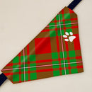 MacGregor Modern Tartan Pet Bandana displayed on a dog, showcasing its vibrant tartan pattern and adjustable fit.