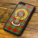 MacGregor Tartan and Clan Crest iPhone Rubber Case showcasing Scottish heritage with a stylish aluminum back, perfect for iPhone 5 and later models.