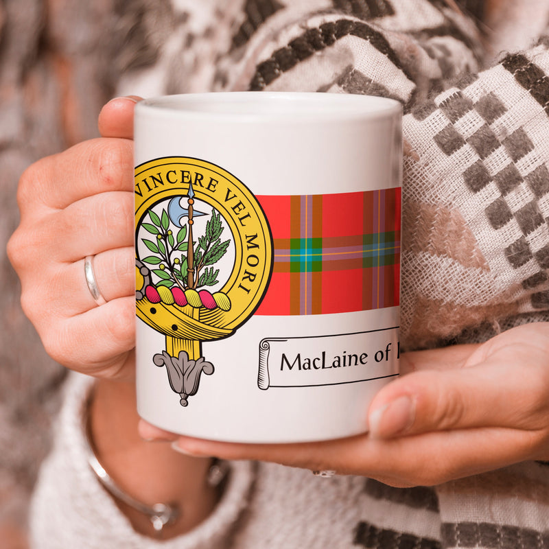 MacLaine Clan Crest and Tartan Mug